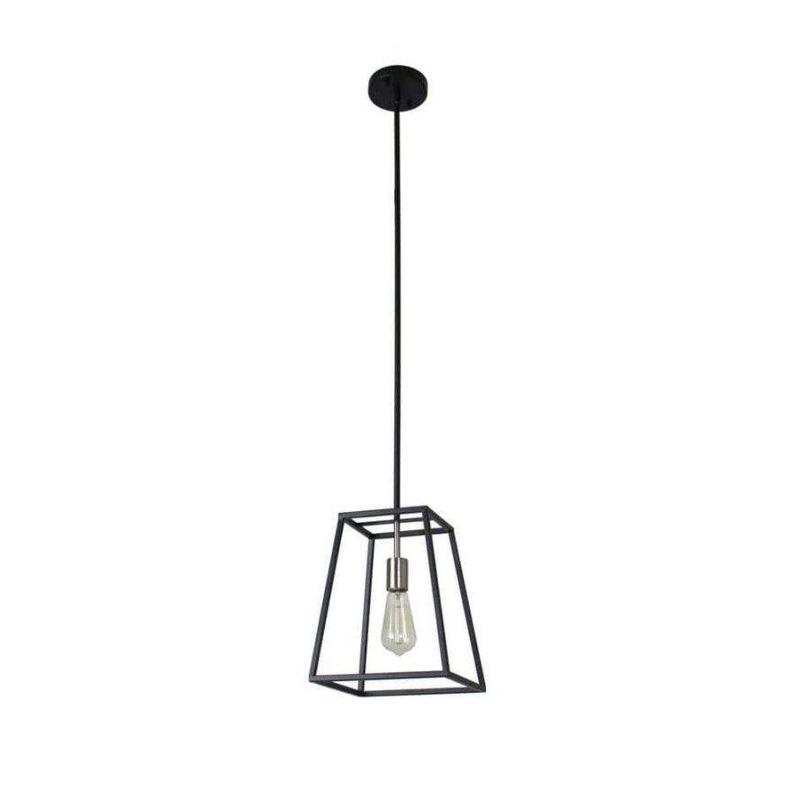 Flush Mount Lights * | Sarah Collection 1-Light Black And Satin Nickel Pendant By Beldi