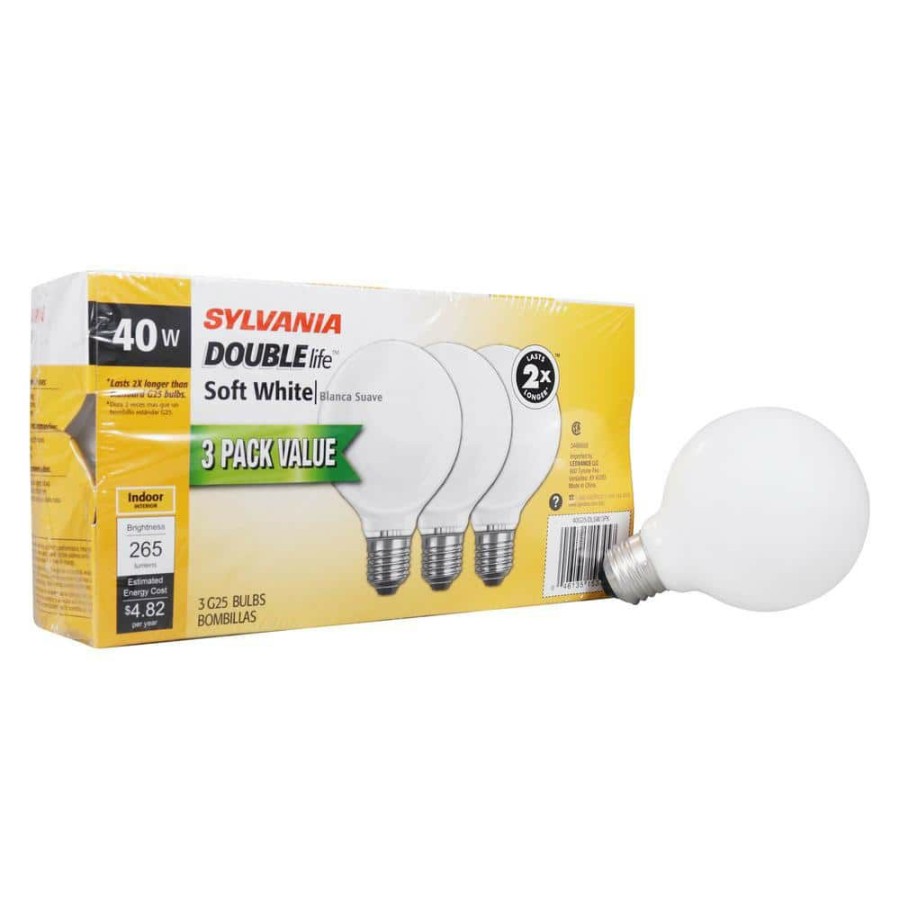 Light Bulbs * | 40-Watt G25 Double Life E26 Incandescent Light Bulb In 2850K Soft White Color Temperature (3-Pack) By Sylvania