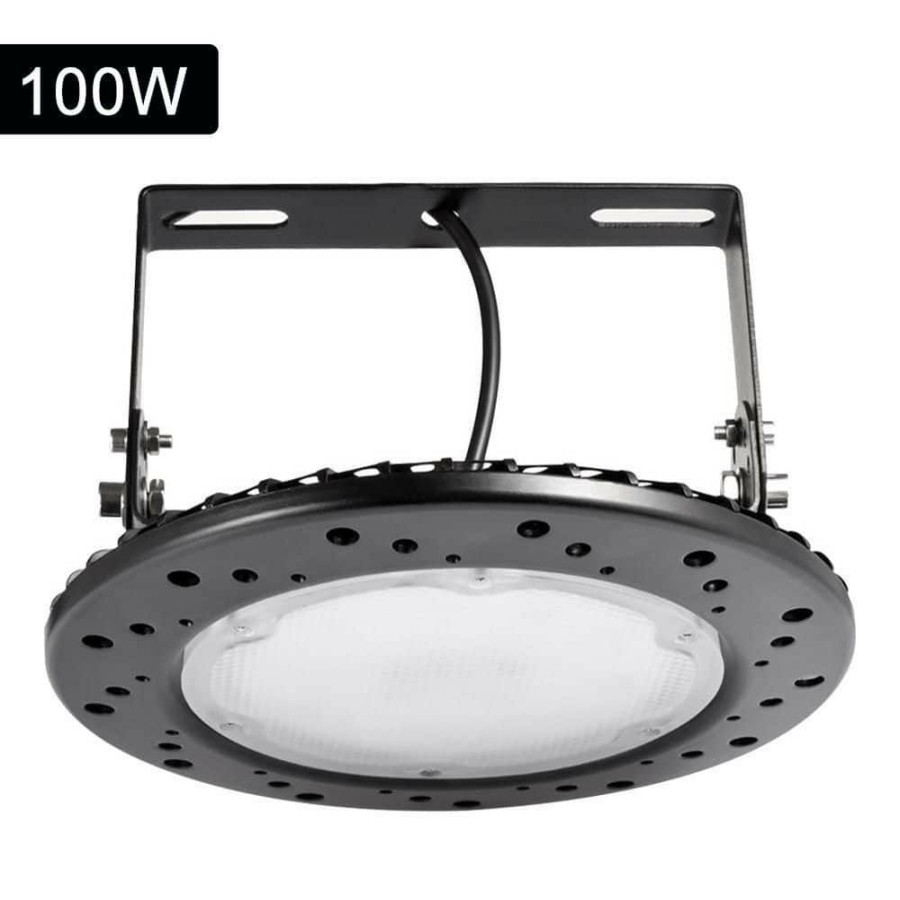 Commercial Lighting * | 100-Watt Equivalent Integrated Led Black Round High Bay Light By Nersunda