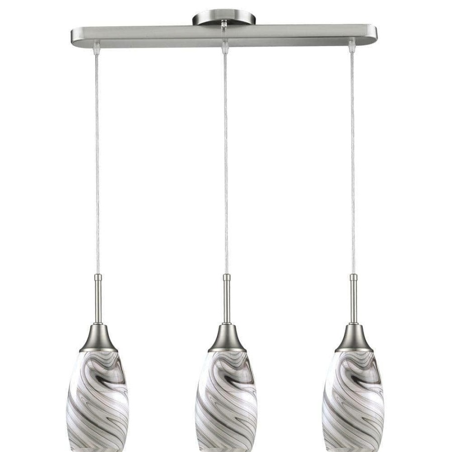 Outdoor Lighting * | Peak Collection 3-Light Grey And Nickel Pendant By Beldi