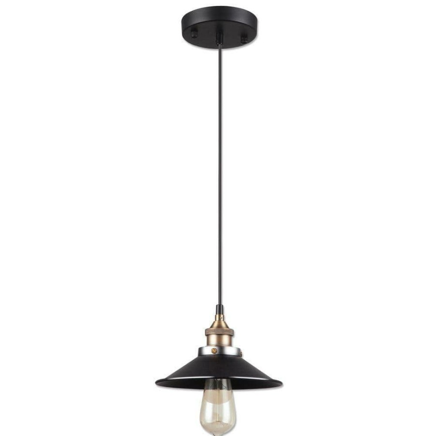 Flush Mount Lights * | Ezra Collection 1-Light Black Pendant By Beldi