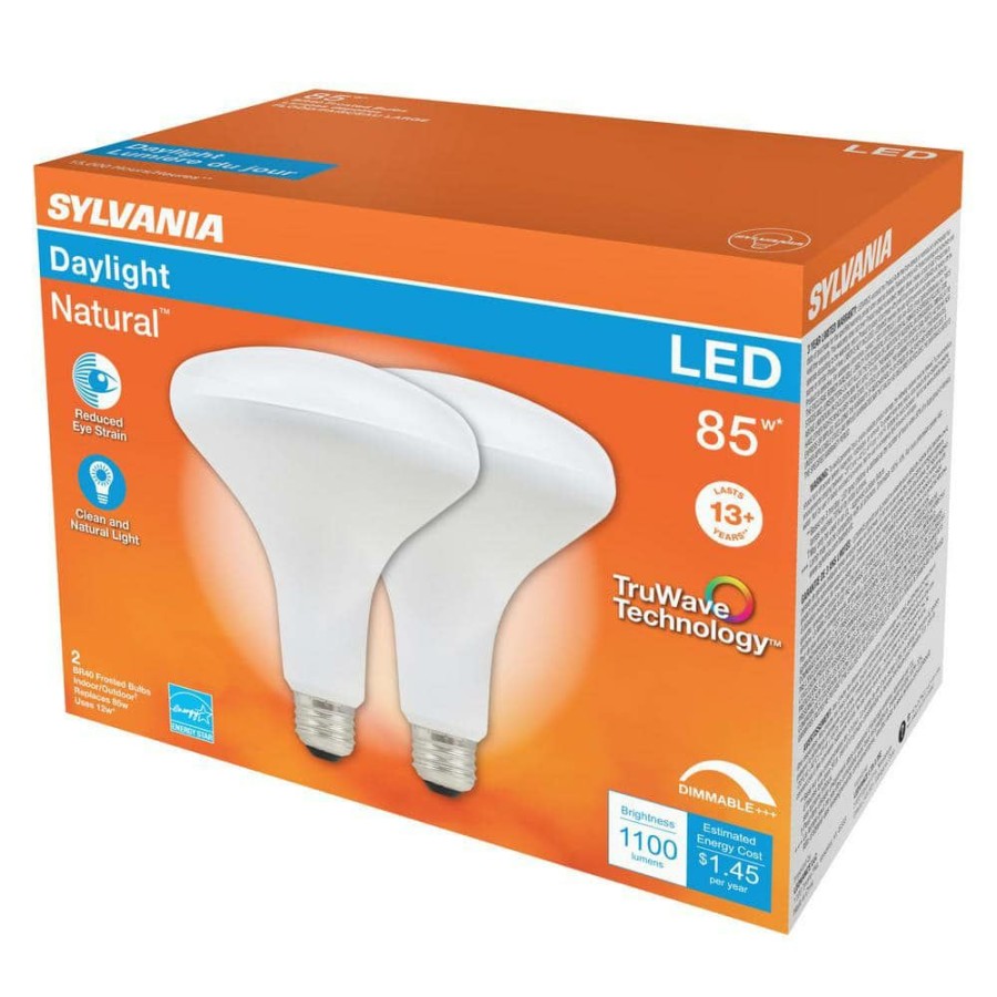 Light Bulbs * | 85-Watt Equivalent Br40 Dimmable Led Light Bulb In 5000K (2-Pack) By Sylvania