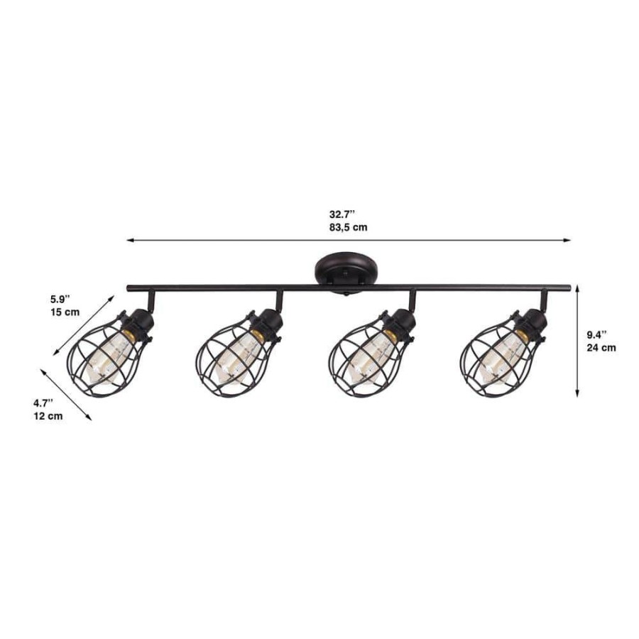 Track Lighting * | Lancy 4-Lights Matte Black Track Light With Cage Shade By Beldi