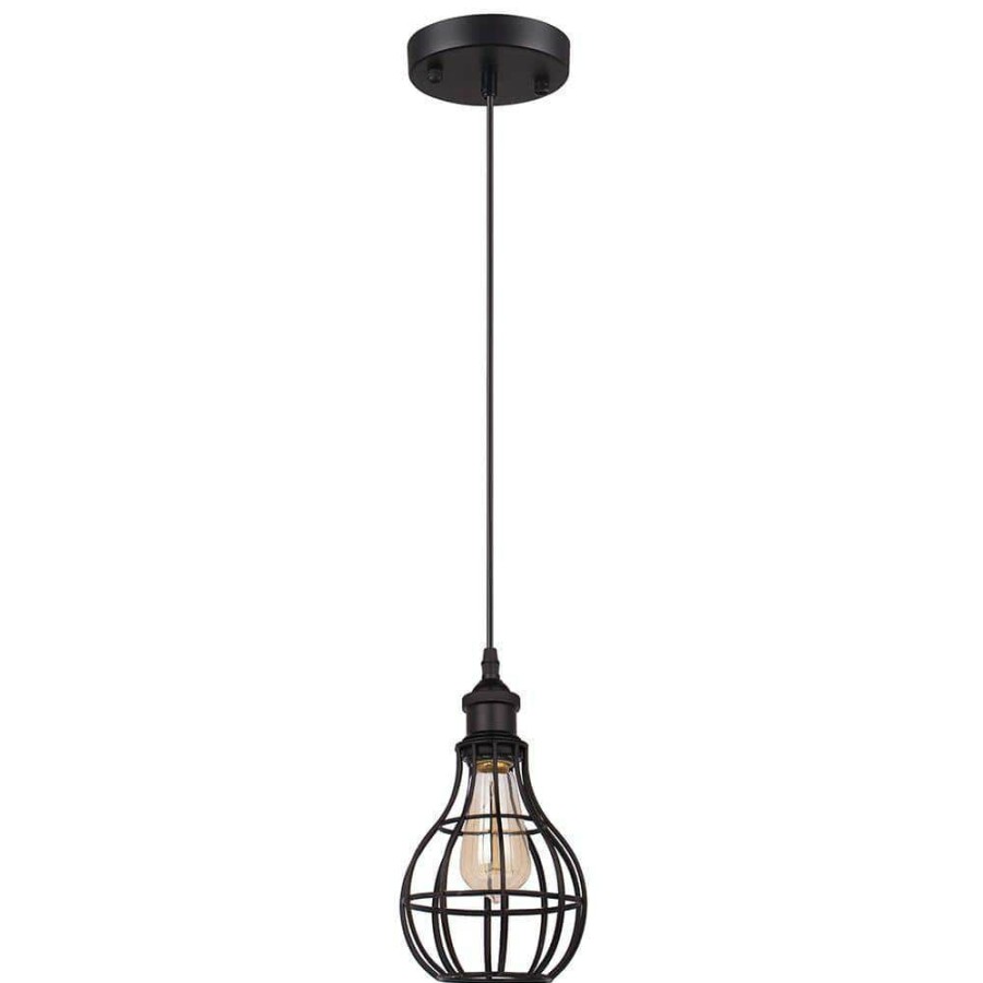 Flush Mount Lights * | Lancy Collection 1-Light Black Pendant By Beldi