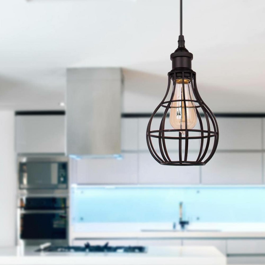 Flush Mount Lights * | Lancy Collection 1-Light Black Pendant By Beldi