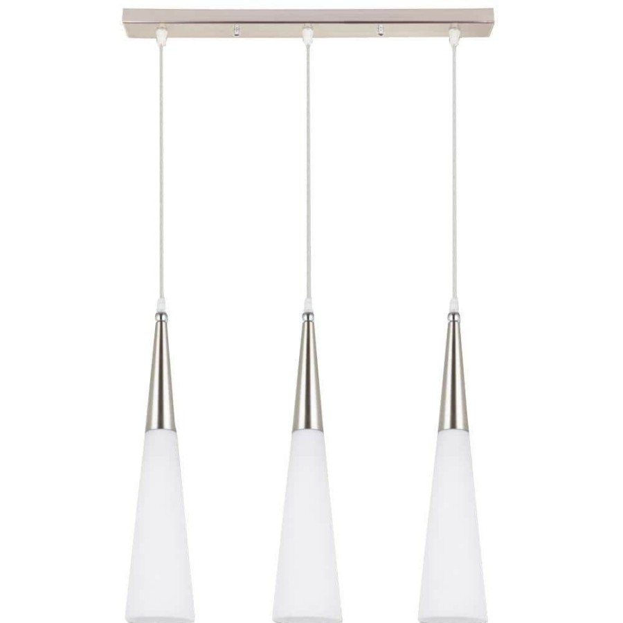 Flush Mount Lights * | Lyss Collection 3-Light Satin Nickel Pendant By Beldi