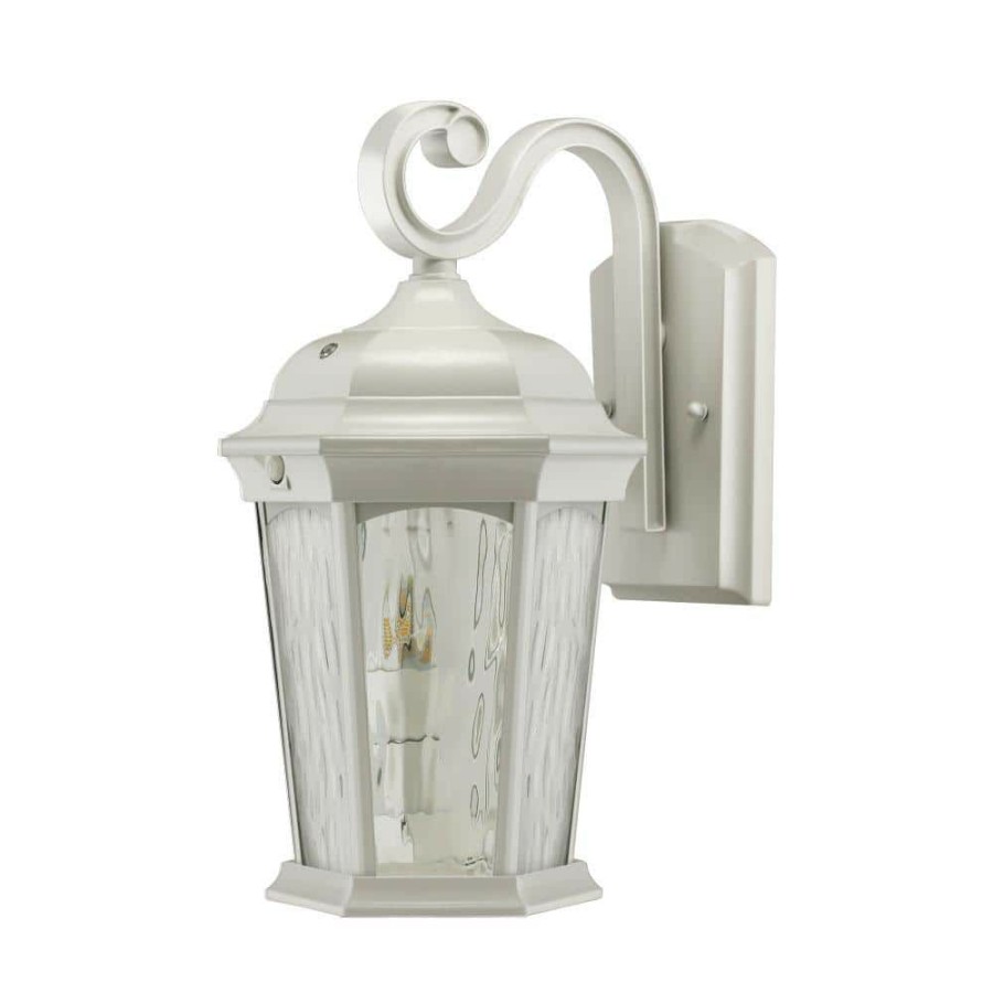 Outdoor Lighting * | 2-Light 14.6 In White Motion Sensing Integrated Led Outdoor Wall Lantern Sconce With Flickering Bulb/Clear Glass By Euri Lighting