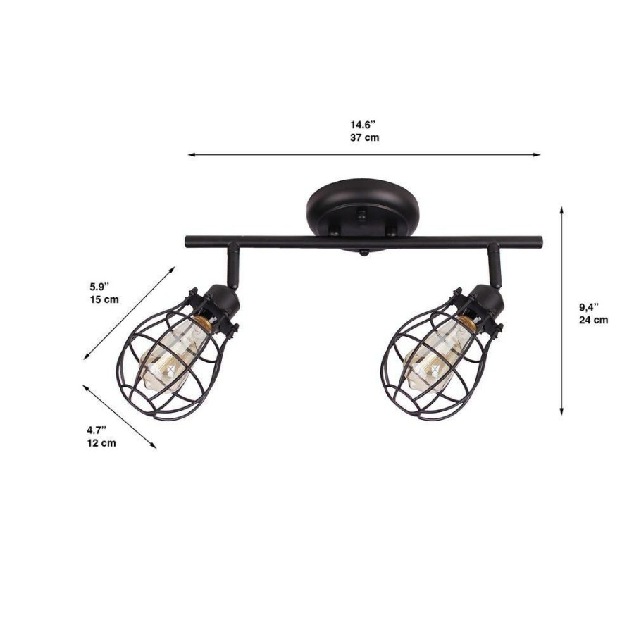 Track Lighting * | Lancy 2-Lights Matte Black Track Light With Cage Shade By Beldi