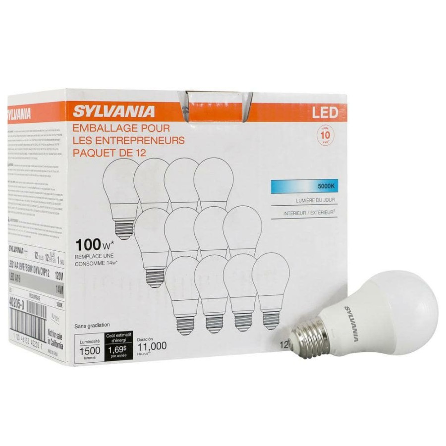 Light Bulbs * | 100-Watt Equivalent A19 Non-Dimmable Led Light Bulb Daylight (12-Pack) By Sylvania