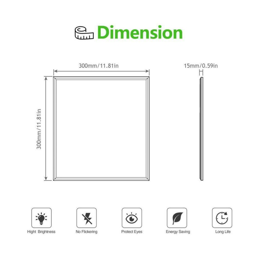 Commercial Lighting * | 11.8 In. Integrated Led Panel Light, Warm White 3000K By Nersunda