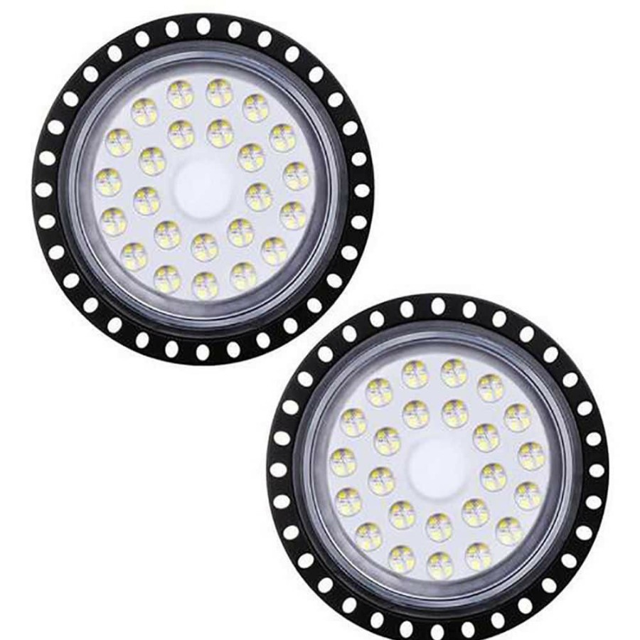 Commercial Lighting * | 8.22 In. Round 100-Watt Equivalent Ufo Led High Bay Light (2-Pack) By Nersunda