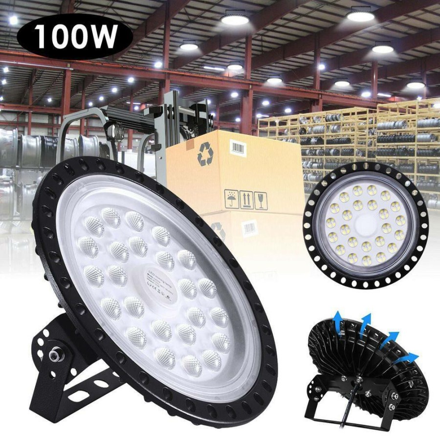 Commercial Lighting * | 8.22 In. Round 100-Watt Equivalent Ufo Led High Bay Light (2-Pack) By Nersunda