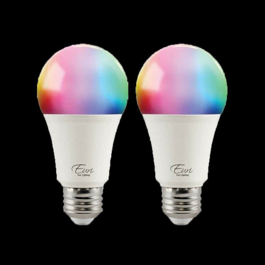 Light Bulbs * | 60-Watt Equivalent A19 Energy Star And Dimmable Wi-Fi Smart Led Light Bulb Rgb+Cct Tunable (2-Pack) By Euri Lighting