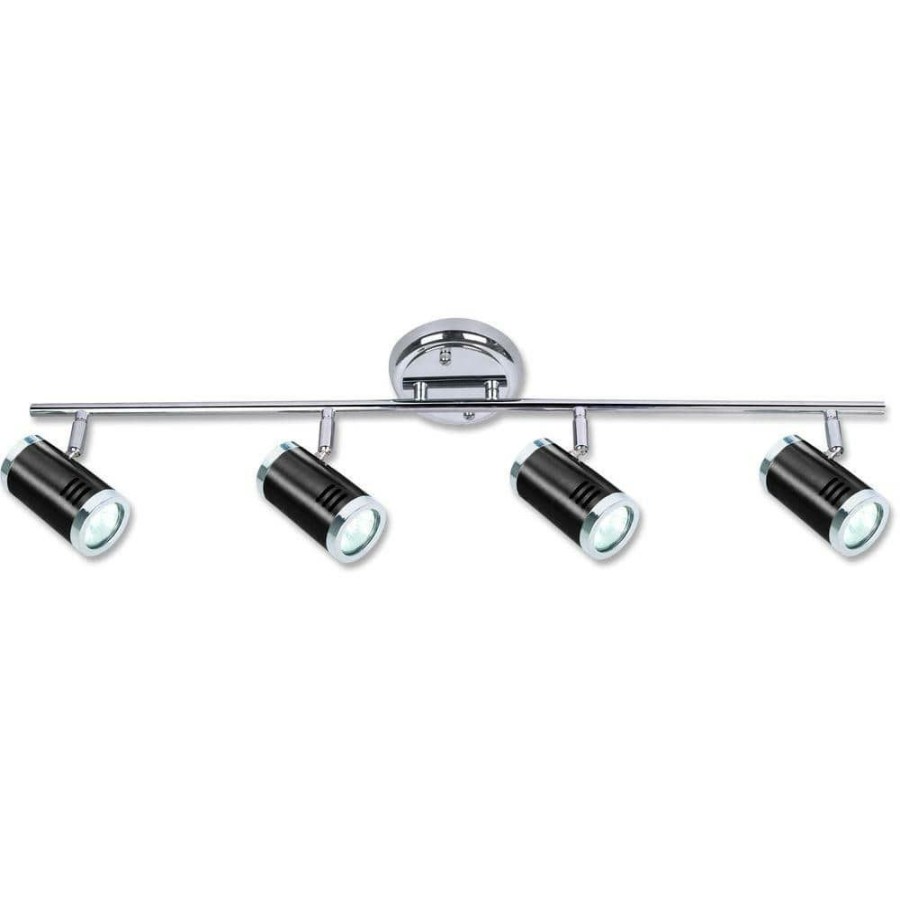 Track Lighting * | Ricardo Collection 4-Light Black And Chrome Track Lighting Fixture By Beldi