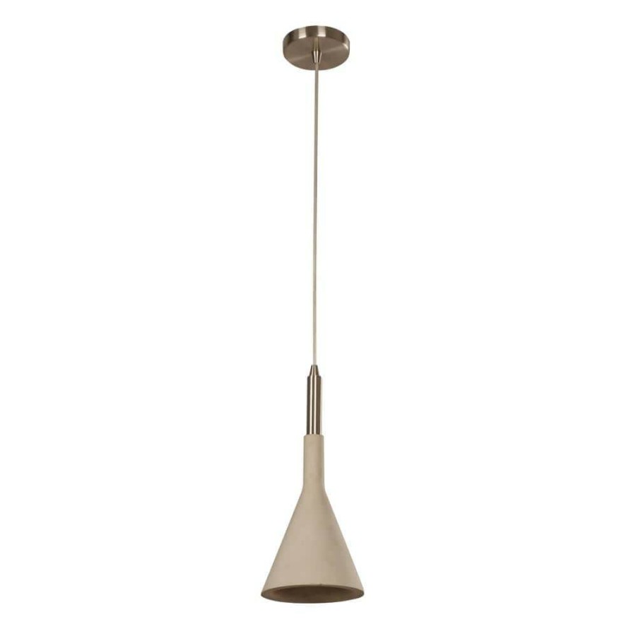 Outdoor Lighting * | Ciment 1-Light Satin Nickel And Cement Pendant Fixture By Beldi