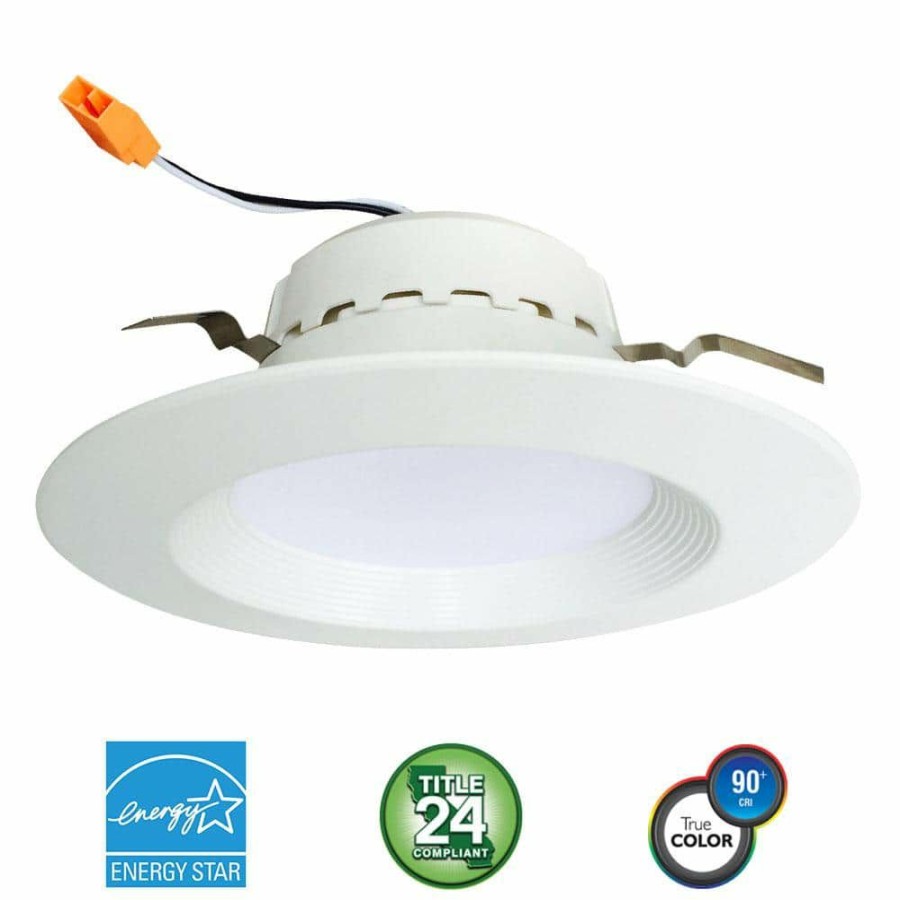 Recessed Lighting * | 4 In. 75-Watt Equivalent 13-Watt, Matte White Dimmable Recessed Integrated Led Downlight Trim By Euri Lighting