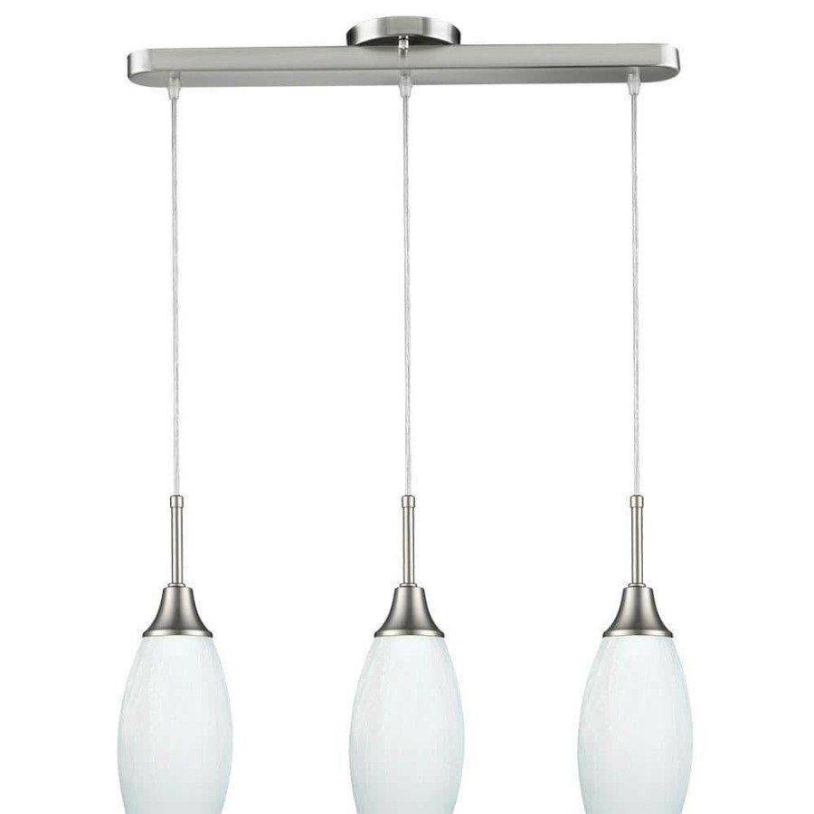 Flush Mount Lights * | Peak Collection 3-Light White And Nickel Pendant By Beldi