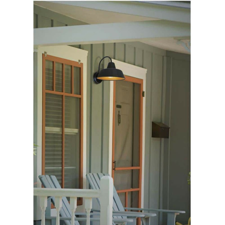 Outdoor Lighting * | Weymouth Medium 1-Light Antique Black Outdoor Wall Mount Sconce With Edison Led Light Bulb Included By Sylvania