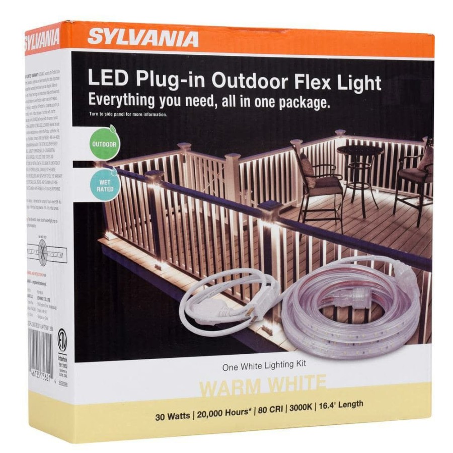 Outdoor Lighting * | 16.4 Ft. 30-Watt Plug-In Outdoor Flex Led Landscape Lighting Set Deck Rail Light Bright White 3000K, White By Sylvania