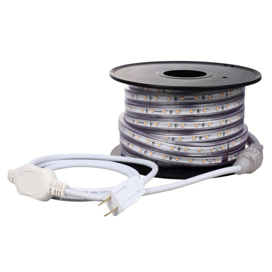 Outdoor Lighting * | 60-Watt Equivalent 32.8 Ft. Plug-In Outdoor Flex 3000K Bright White Color Temperature Led Deck Rail Flexible Strip Light By Sylvania