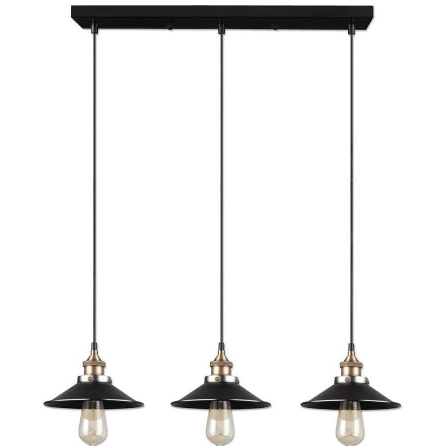 Flush Mount Lights * | Ezra Collection 3-Lights Black Pendant By Beldi