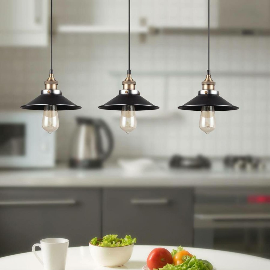 Flush Mount Lights * | Ezra Collection 3-Lights Black Pendant By Beldi