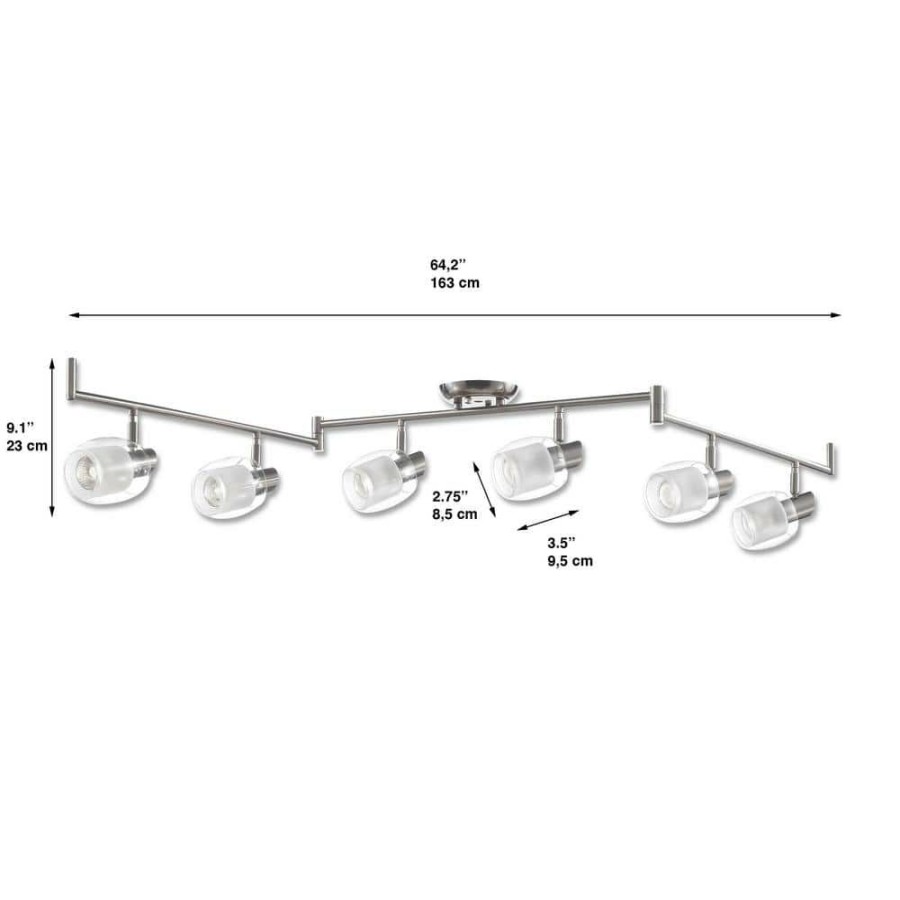 Track Lighting * | Salem Collection 6-Light Nickel Track Lighting Fixture By Beldi