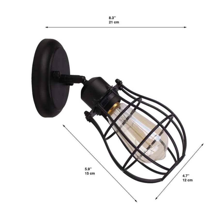 Track Lighting * | Lancy Collection 1-Light Matte Black Track Light With Cage Shade By Beldi