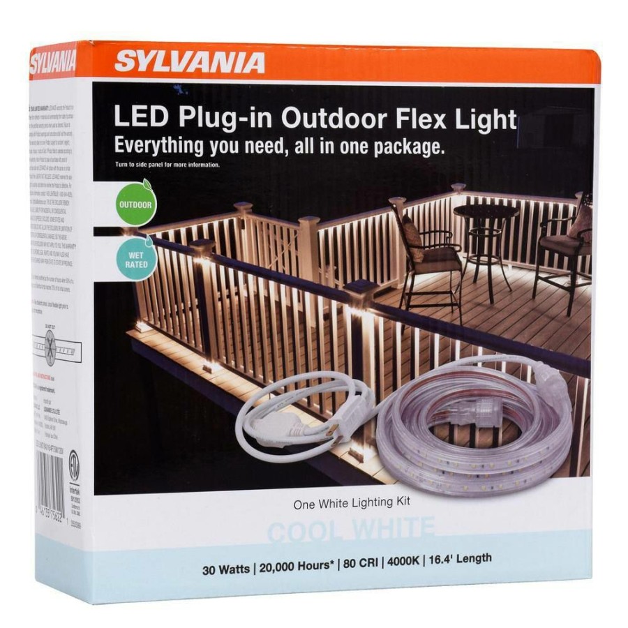 Outdoor Lighting * | 16.4 Ft. 30-Watt Plug-In Outdoor Flex Led Landscape Lighting Set Deck Rail Light Bright White 4000K, White By Sylvania