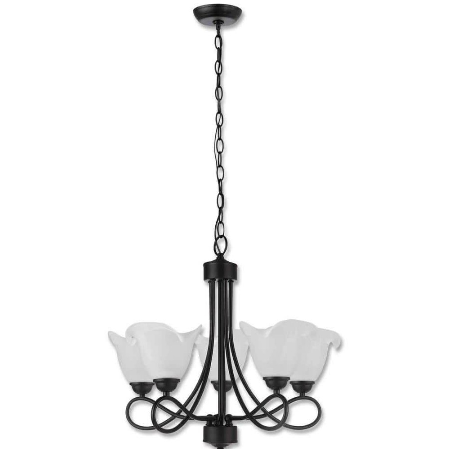 Outdoor Lighting * | Lily Collection 5-Light Black Chandelier By Beldi