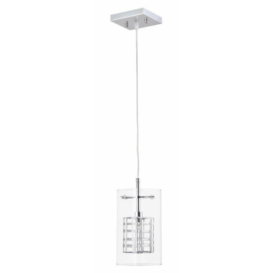 Outdoor Lighting * | Miami Collection 1-Light Chrome Pendant With Clear Glass Shade By Beldi