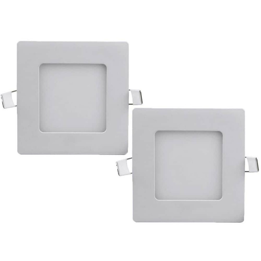 Commercial Lighting * | 4.72 In 6-Watt Square White Panel Light Ceiling Flush Mount (2-Pack) By Nersunda