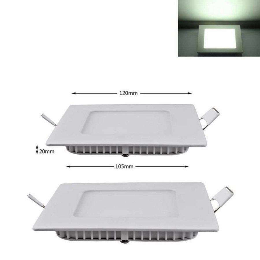 Commercial Lighting * | 4.72 In 6-Watt Square White Panel Light Ceiling Flush Mount (2-Pack) By Nersunda