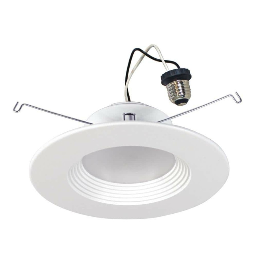 Recessed Lighting * | 5 In. Or 6 In. Selectable Cct Integrated Led Retrofit White Recessed Light Baffle Trim With Germ Fighting Technology By Sylvania