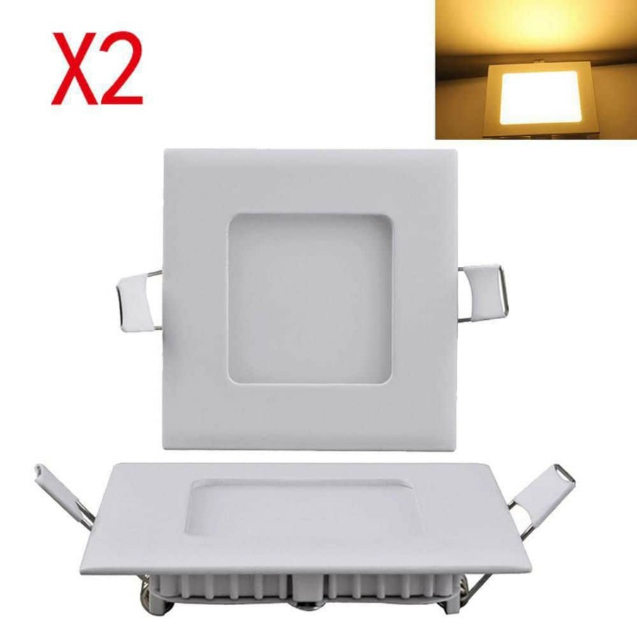 Commercial Lighting * | 3-Watt Integrated Ultra-Thin Led Recessed Lighting Square Panel Light(2-Pack) By Nersunda