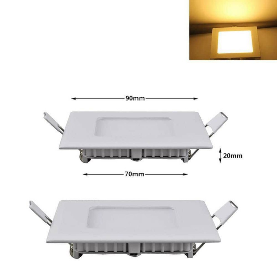 Commercial Lighting * | 3-Watt Integrated Ultra-Thin Led Recessed Lighting Square Panel Light(2-Pack) By Nersunda