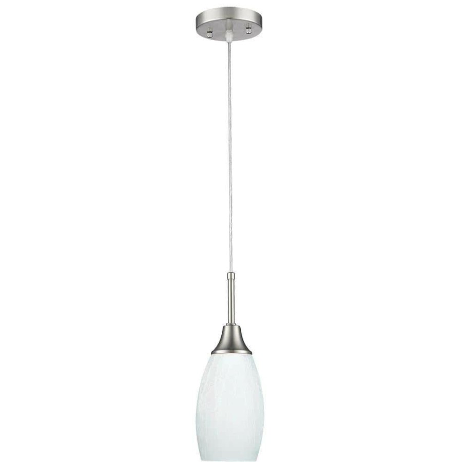 Outdoor Lighting * | Peak Collection 1-Light Nickel Pendant With White Glass By Beldi